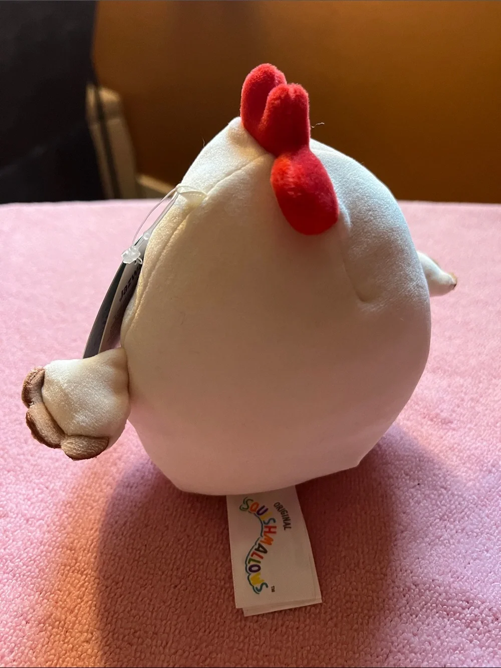 Squishmallows Todd Chicken Plush - White with Pink Red Floral Belly